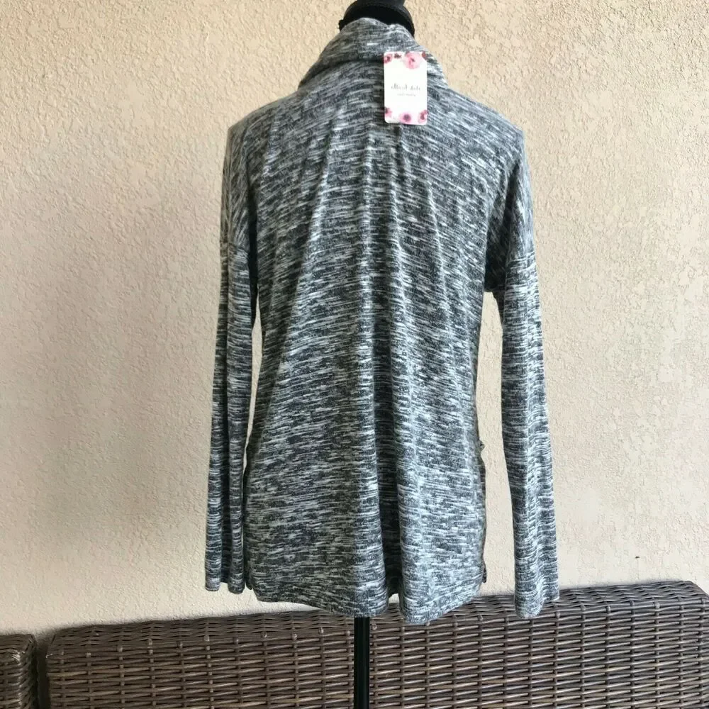 Altar'd State Womens Top Sz S Intimates Heather Gray Black Slouchy Cowl Neck NEW